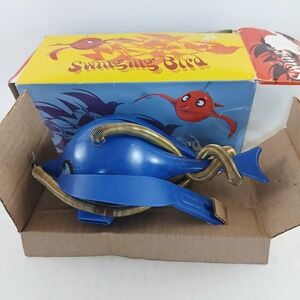1970s WEIRD Vtg Plastic Swinging Bird Toy NOS NIB Our Own Import Hong Kong READ